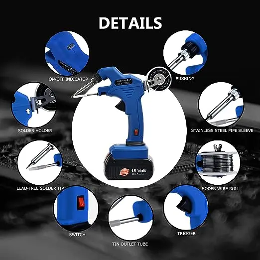 30W เหมาะสำหรับ Bosch 18V/20V แบตเตอรี่ Li-ion สูงสุดเครื่องเชื่อมเหล็กไร้สายพร้อมเครื่องทำความร้อนเซรามิกเครื่องมือเชื่อมเร็วปืนบัดกรี