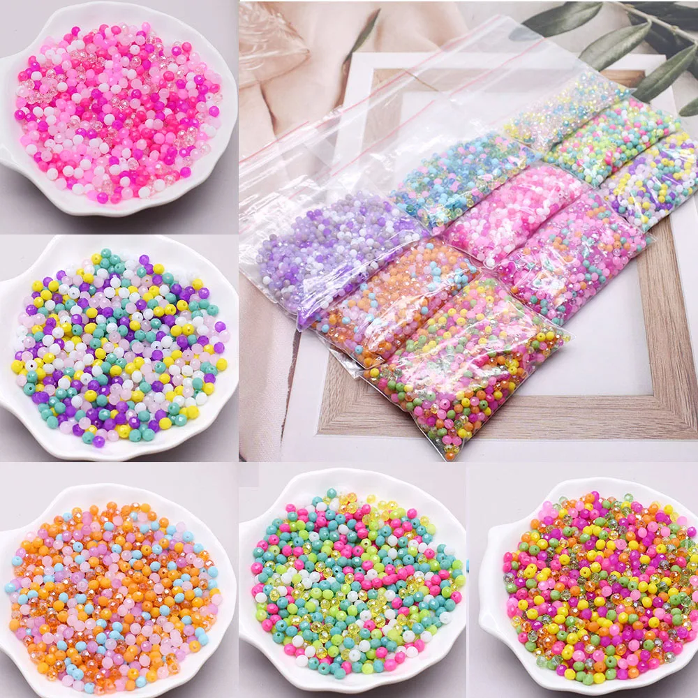 125pcs/bag New Mixed Color 4mm Crystal Glass Beads Rondell Faceted Glass Beads Loose Spacer Beads for Jewelry Making DIY