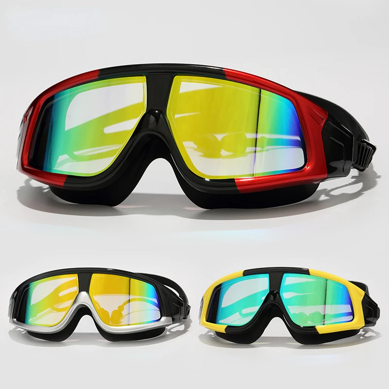 Lunettes de bain anti-buée pour hommes et femmes, lunettes de natation, lunettes de plongée réglables, casquettes interdites, galvanoplastie UV,