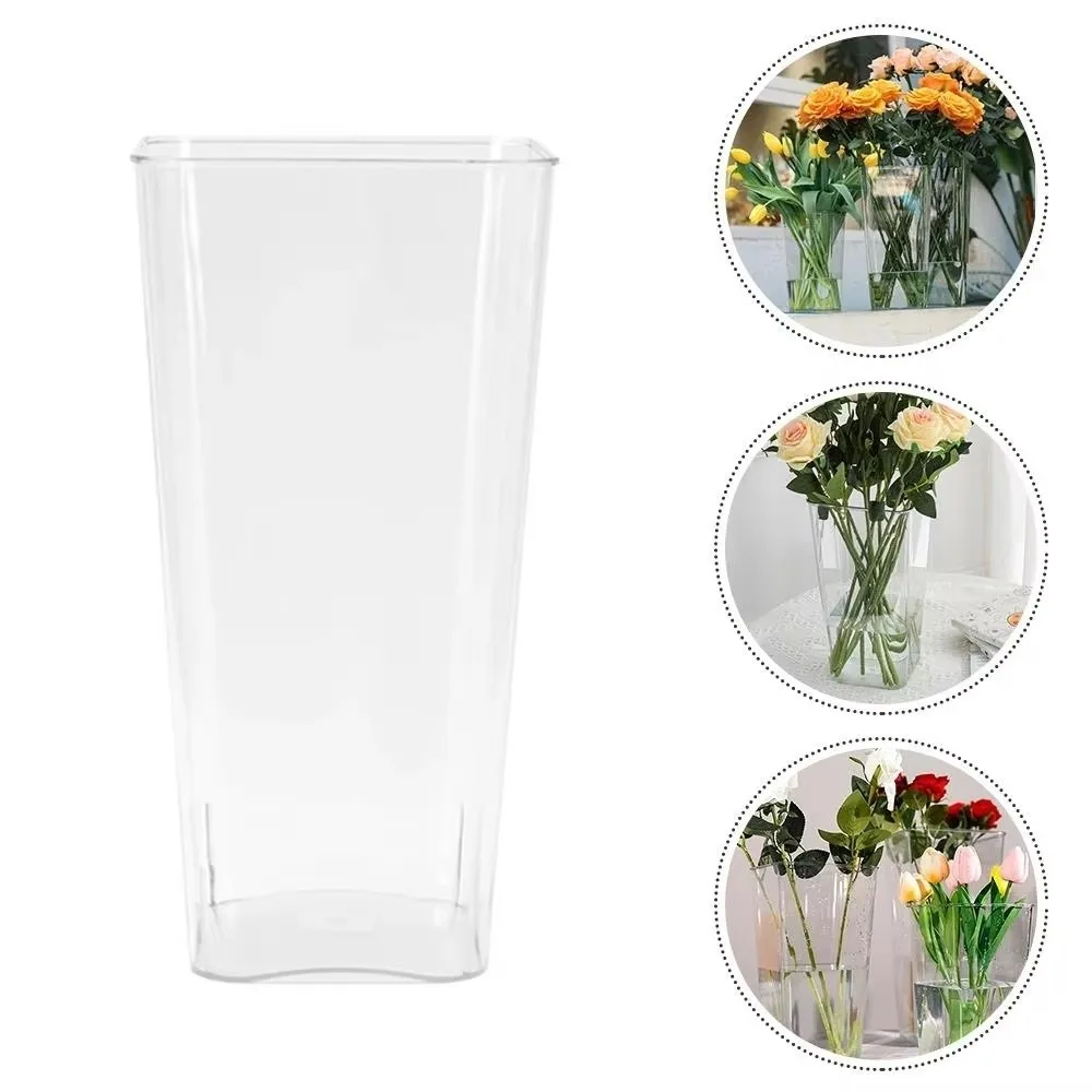New Nordic Style Flower Vase Acrylic Transparent Deep Water Flower Pot Flower Arrangement Modern Flower Bucket Living Room
