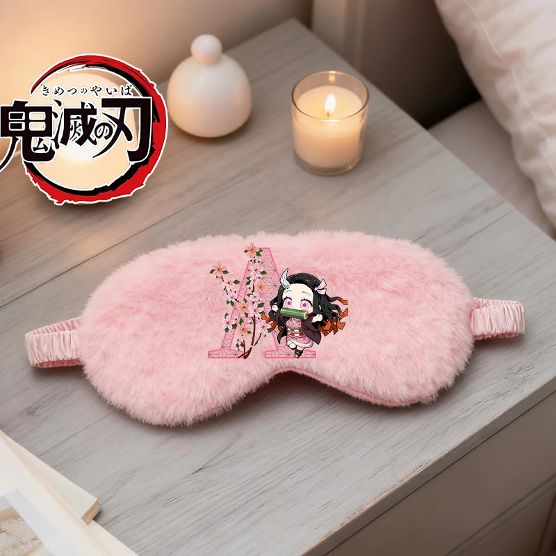 

Demon Slayer Soft Plush Sleeping Mask Anime Nezuko Print Eyes Masks Sleeping Blindfold Eye Cover Mask Kids Adult Cute Eyepatch