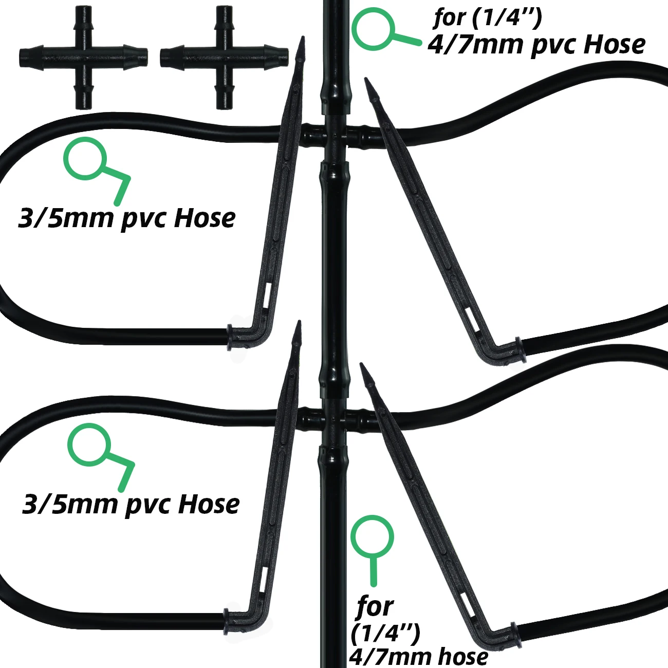 Zestaw do nawadniania kropelkowego szklarni System automatycznego nawadniania ogród 4-drożny 4/7mm do 3/5mm kroplownik węża do roślin doniczkowych