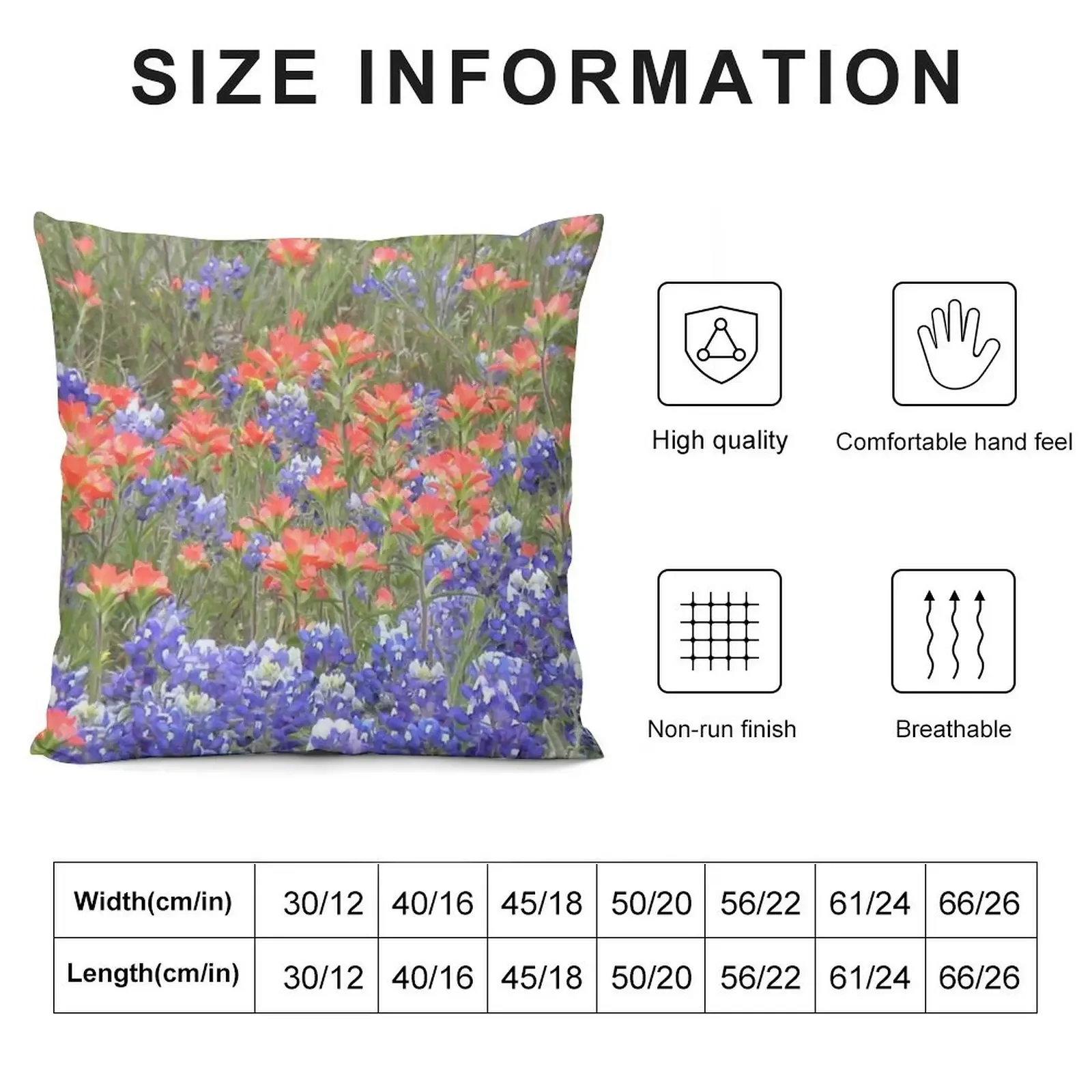 Indian Paintbrush and Bluebonnet Throw Pillow Pillowcases Cushion Covers Sofa Cushions pillow