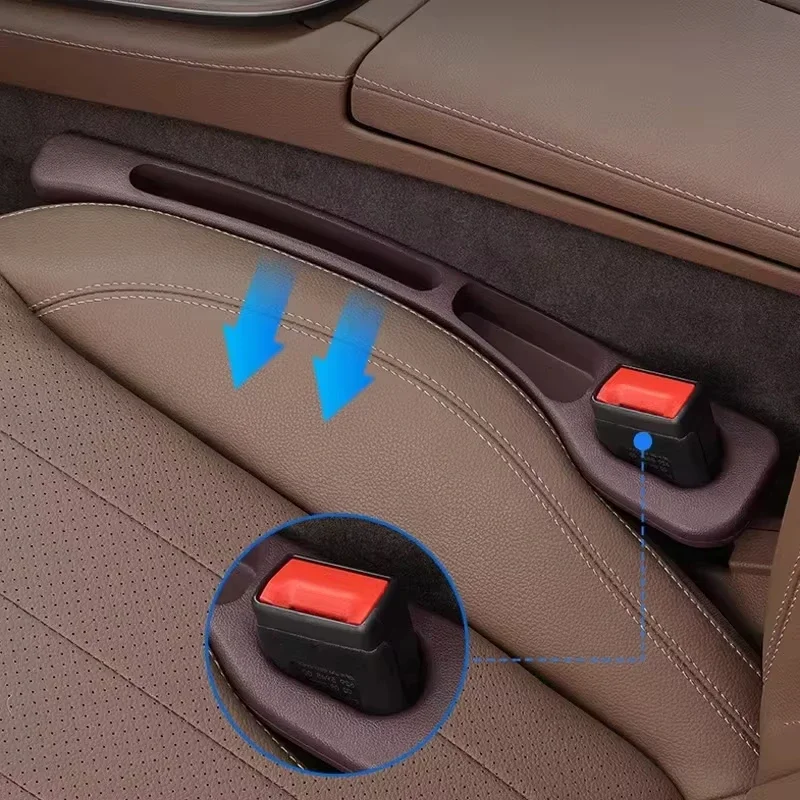 2pcs Car Seat Gap Filler Organizer Waterproof Car Seat Gap Plug Strip with 2 Grooves Seat Gap Storage Auto Interior Accessories