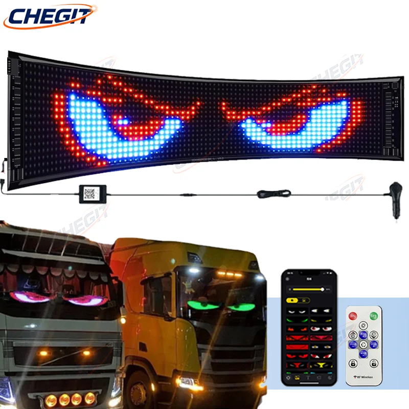 

Приложение с дистанционным управлением грузовика Devil Eye светодиодная пиксельная панель 12-24 В DIY индивидуальное текстовое освещение прокрутка складная для лобового стекла доски