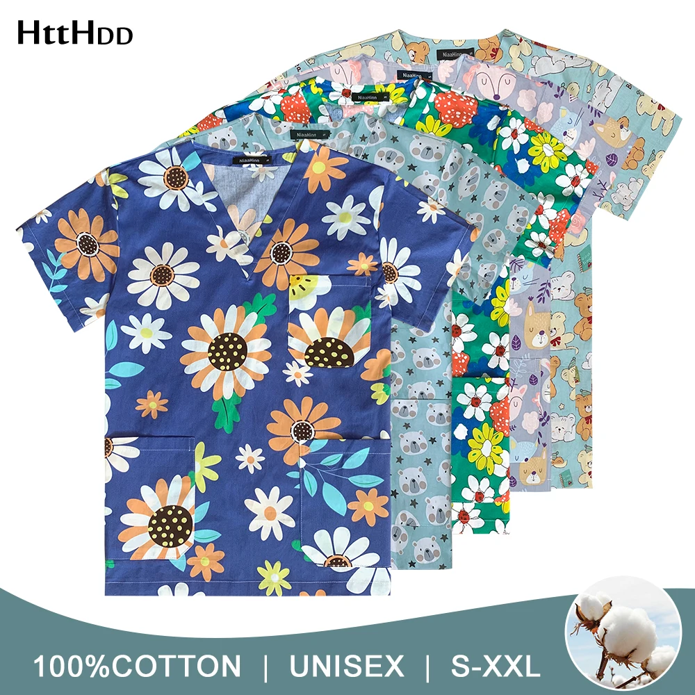 

Uniform Nurse Women Scrubs Nursing Top Surgical Clothes Printed Short Sleeved Doctor's and Nurse's Clothing Dental Work Clothes