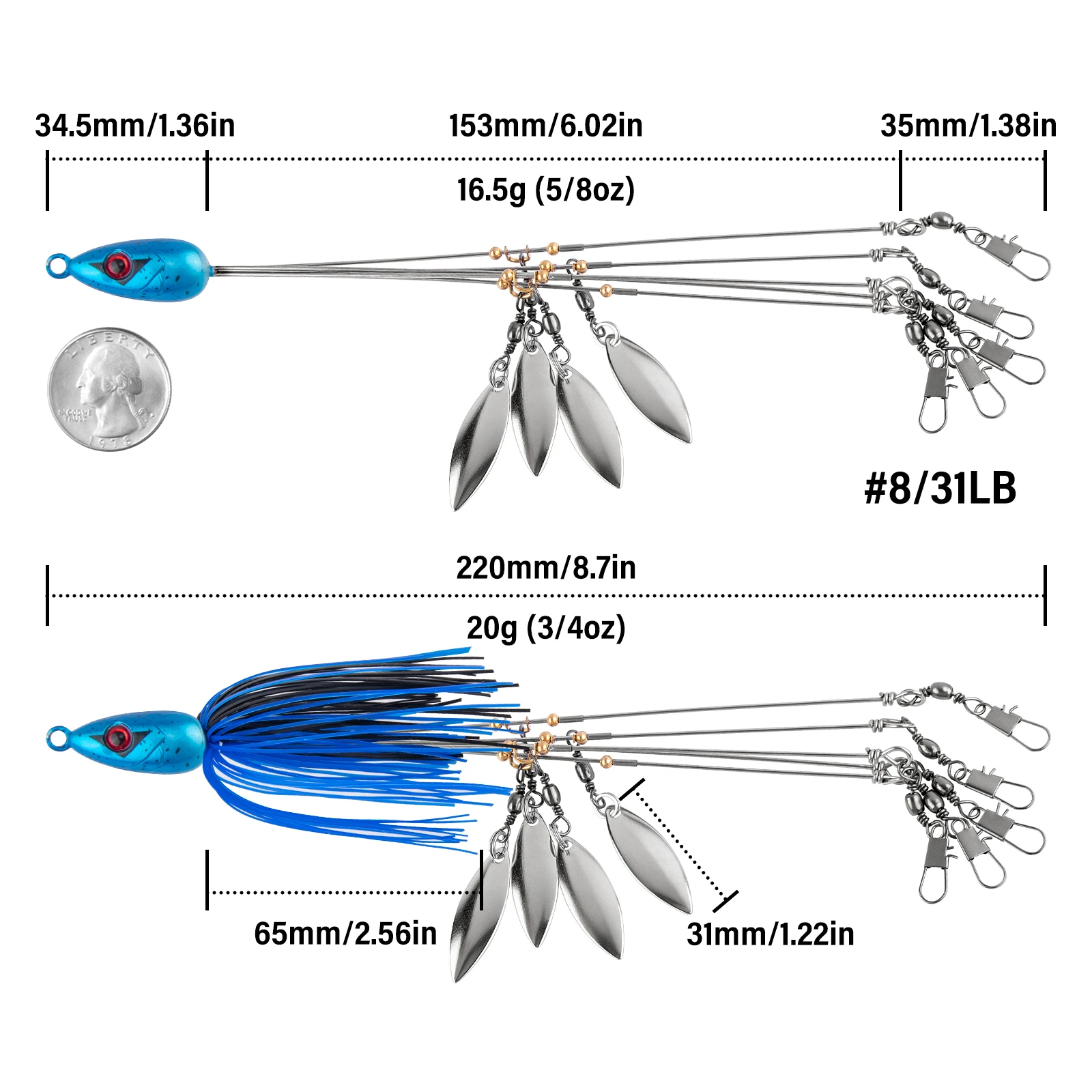 16.5g 20g Alabama Umbrella Rig - Fishing Lure Blade Bait 评论和价格