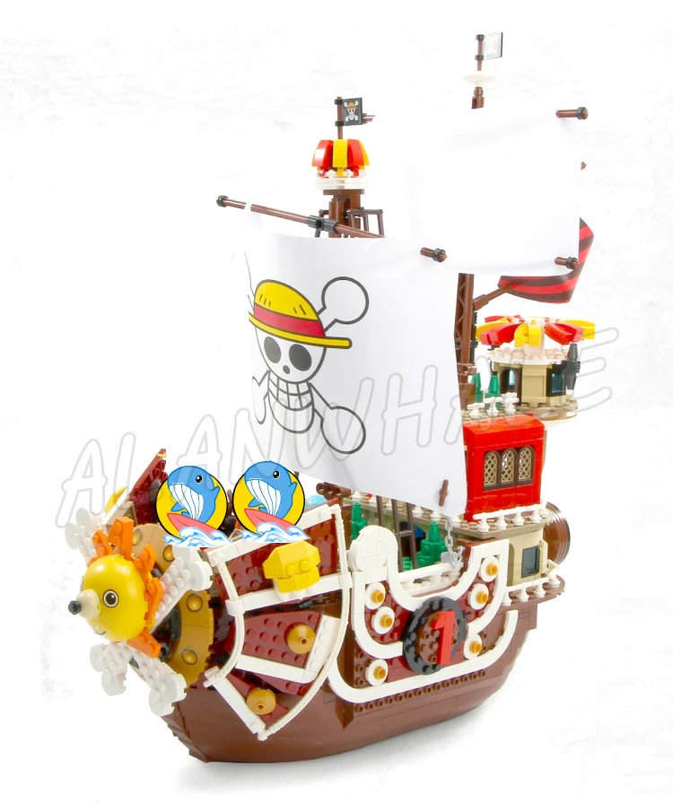 1484pcs Hat Pirate OP Sail Ship Thousand Sunny Boat Sea Robber Treasure SY6298 Building Blocks Toys Compatible With Model