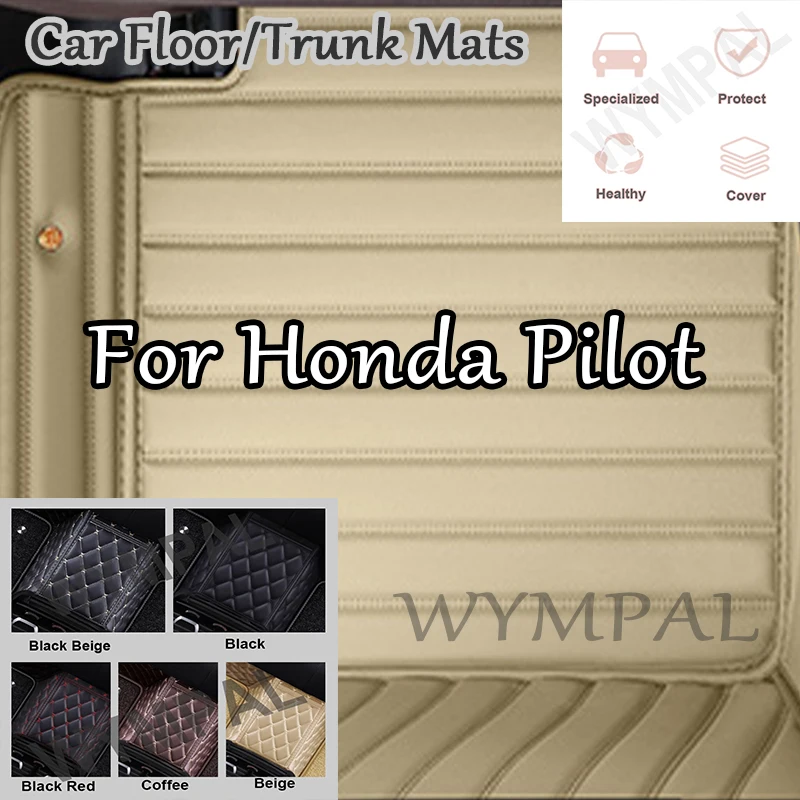 

Luxury Custom Auto Luxury Leather Car Floor Mat For Honda Pilot 2016 2017 2018 2019 2020 Car Mat Full Set Women Waterproof Mats