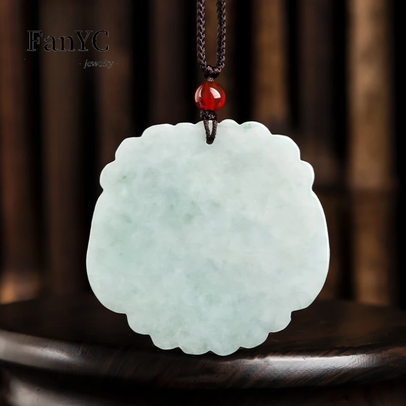 Myanmar Jadeite Double-dragon Maitreya Buddha Pendant Hand-carved Exquisite Fashion Ice Jade Necklace Men and Women Holiday Gift