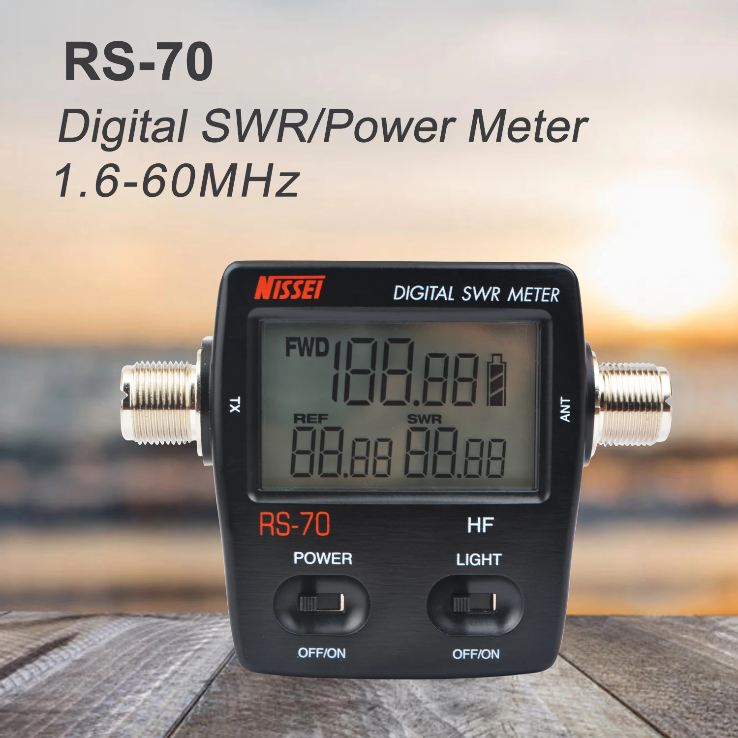 NISSEI RS-70 RS70 Walkie Talkie Digital SWR/Watt Meter Power Meter 1.6-60MHz 200W SO239 Type Connector