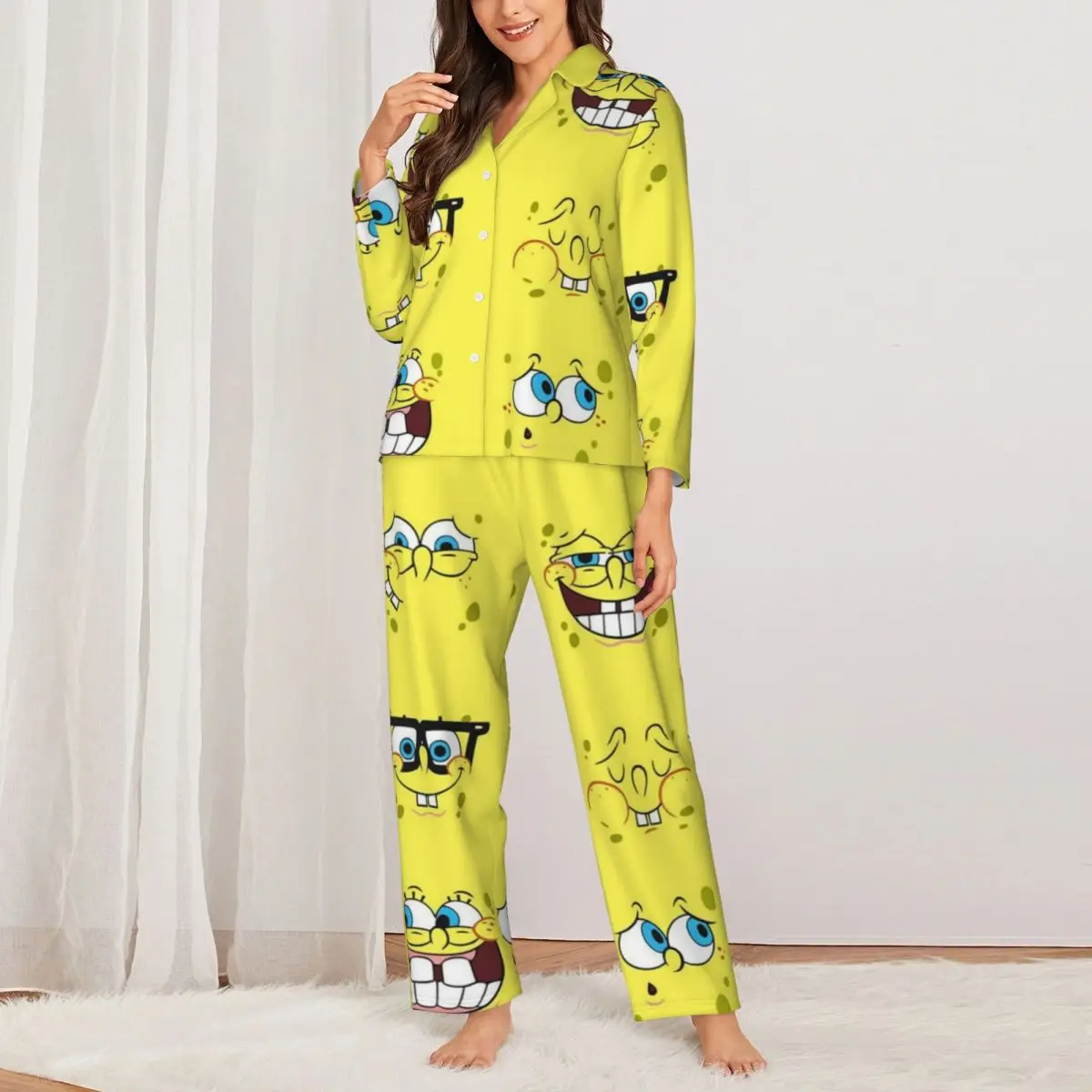 SpongeBob SquarePants Women Pajamas 2 Pieces Set Loungewear pyjama pour femme