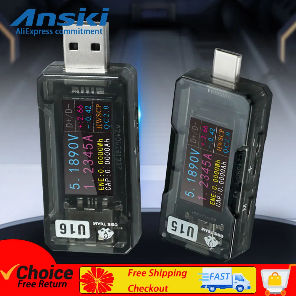 

OSS TEAM Fast Charging Tester U15-16 TYPE-C USB-A Current and voltage Automatic detection of multiple fast charging protocols