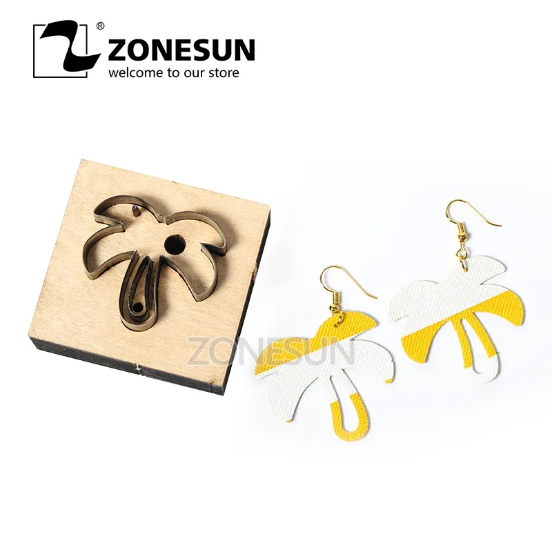 ZONESUN coconut tree custom leather paper earring decoration cutting steel rule click press die clicker tool handmade handicraft
