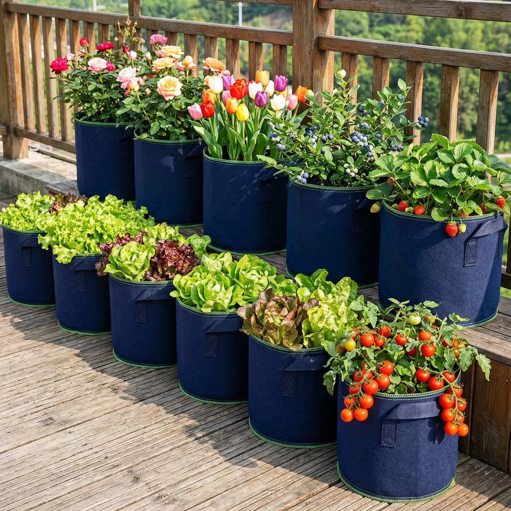 3/5/7/10/15 GallonFabric Grow Bags , Thickened Nonwoven Garden Pots, Growing Bags with Handles