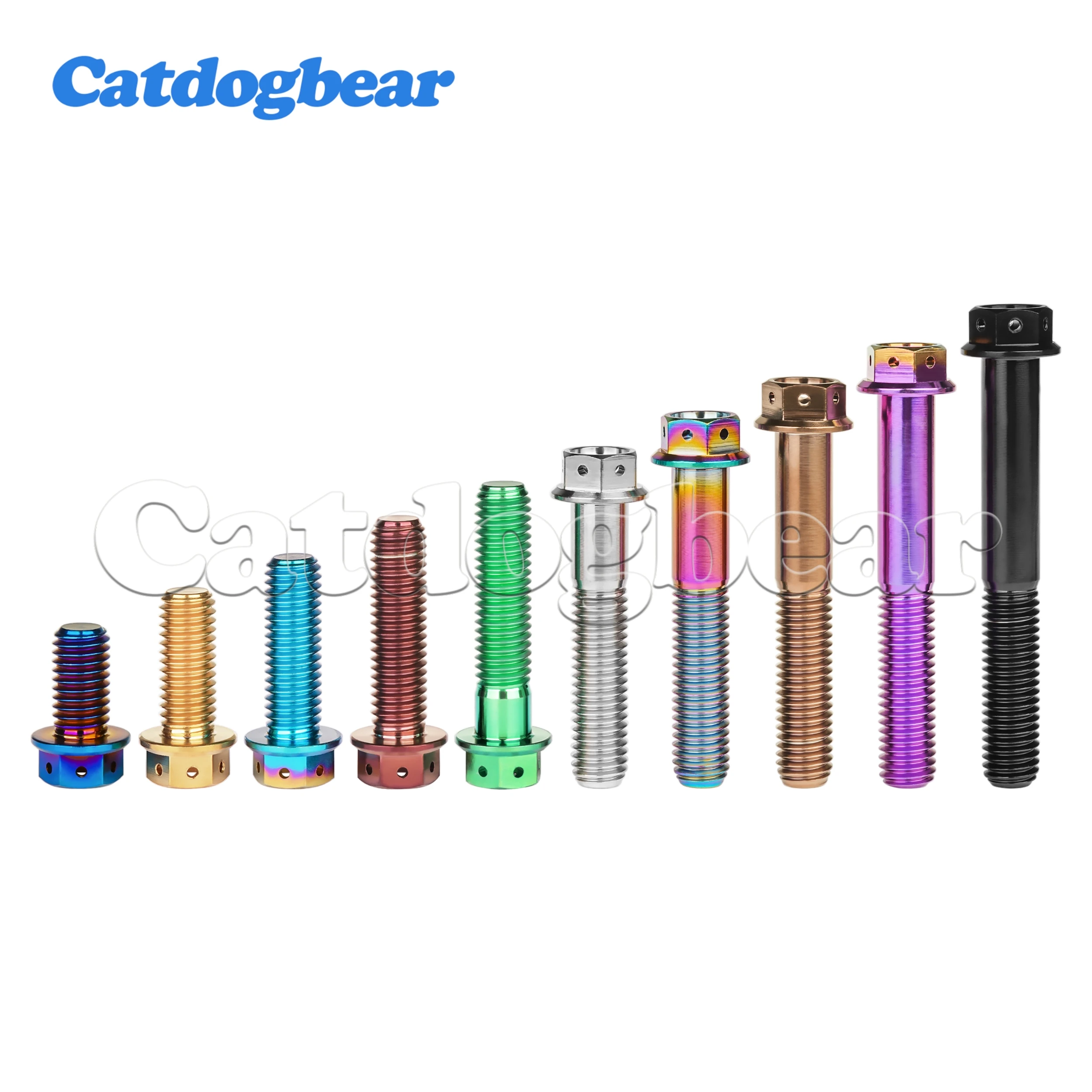 1pcsCatdogbear Titanium Bolts M6 M8x10 -- 65mmFlange Shaped External Hexagon Screw With Hole Lightweight Fastener for Motorcycle