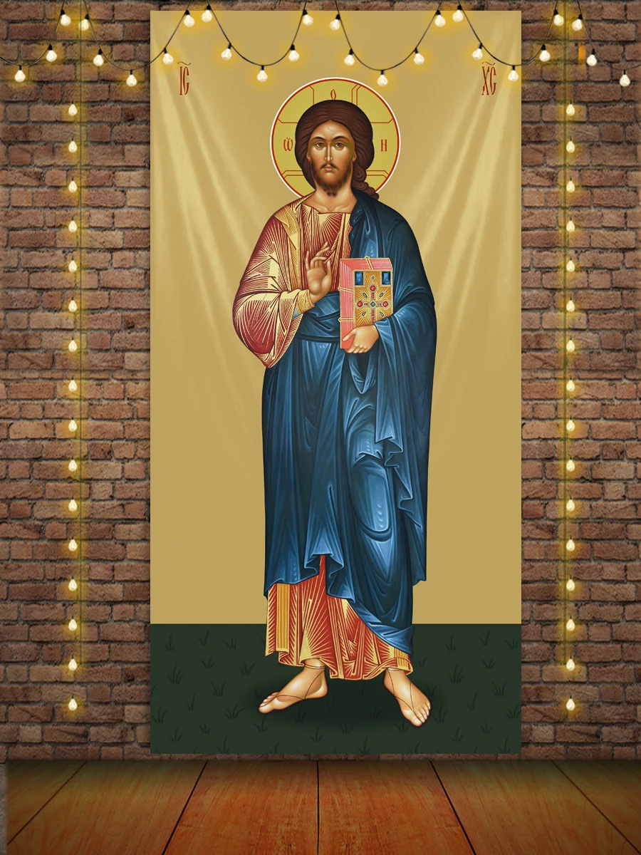 Wandteppich Jesus Christus Ikone Katholisch Orthodox Ester Wandbehang Boho Ästhetik Zimmer Schlafzimmer Weihnachten Hintergrund Deko – Detail 18