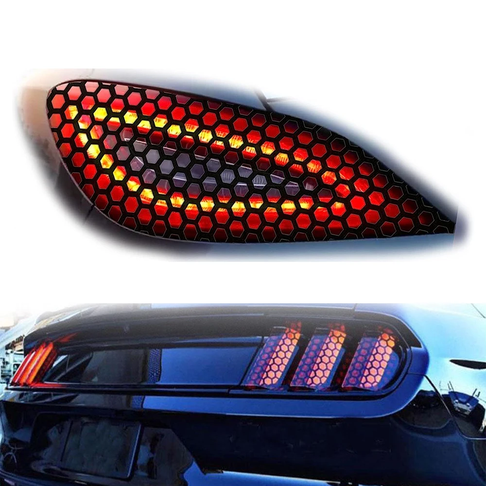 Car Rear Tail Smoke Film Decal Sticker Universal Automotive Black Honeycomb Taillight Cover DIY Fog Lamp Sticker Car Accessories