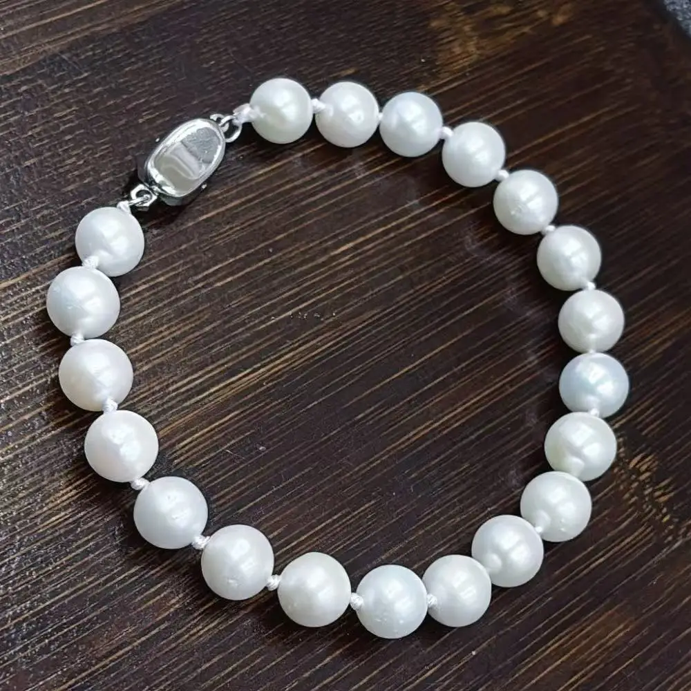 

Женский браслет из натурального пресноводного жемчуга класса ААА, 7-8 мм, с круглыми жемчужинами и застежкой-коробкой