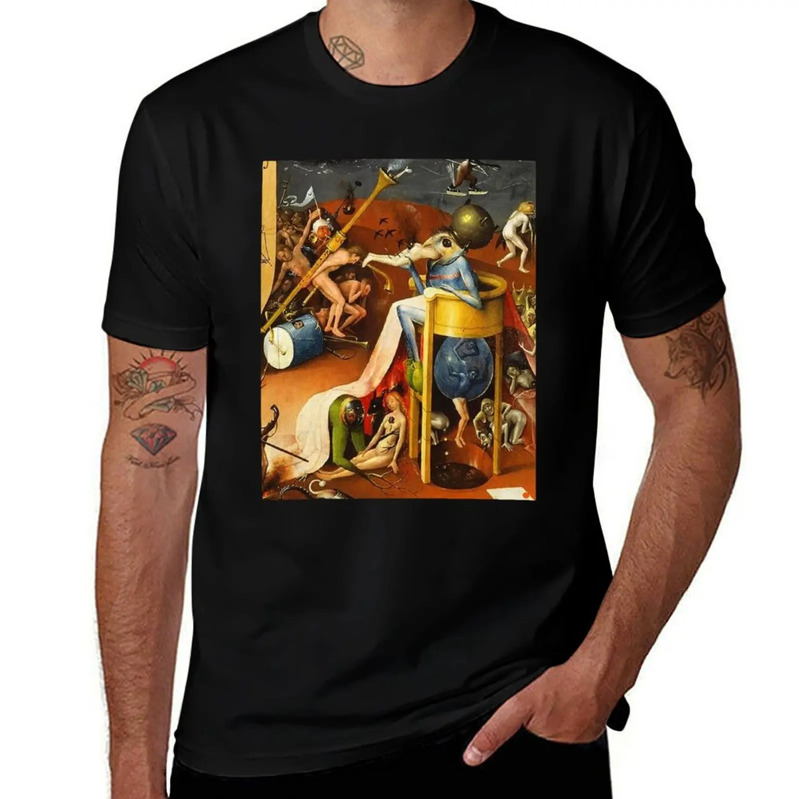 

Hieronymus Bosch The Prince of Hell (The Garden of Earthly Delights) Graphic T-Shirt cotton t shirts man 100%