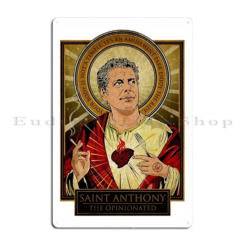 Retro Vintage Saint Anthony Bourdain World Travel Remembered Quotes Metal Mural Design Wall Cave Retro Tin Sign Poster view 2