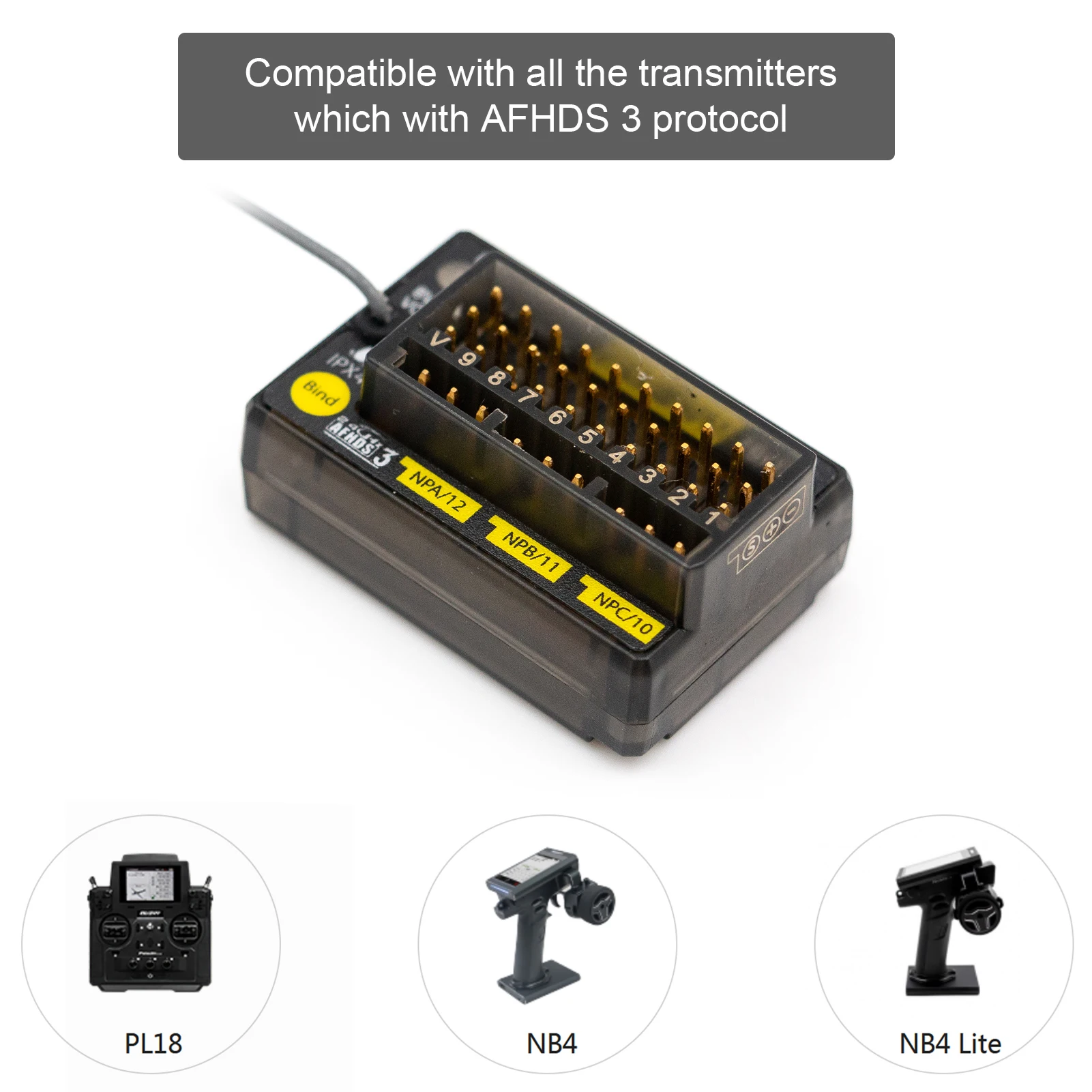 Flysky FGr12B 2.4GHz 12CH AFHDS3 Receiver PWM PPM IBUS Output For PL18 NB4 NB4 Lite RC Car Boat Vehicle Transmitter