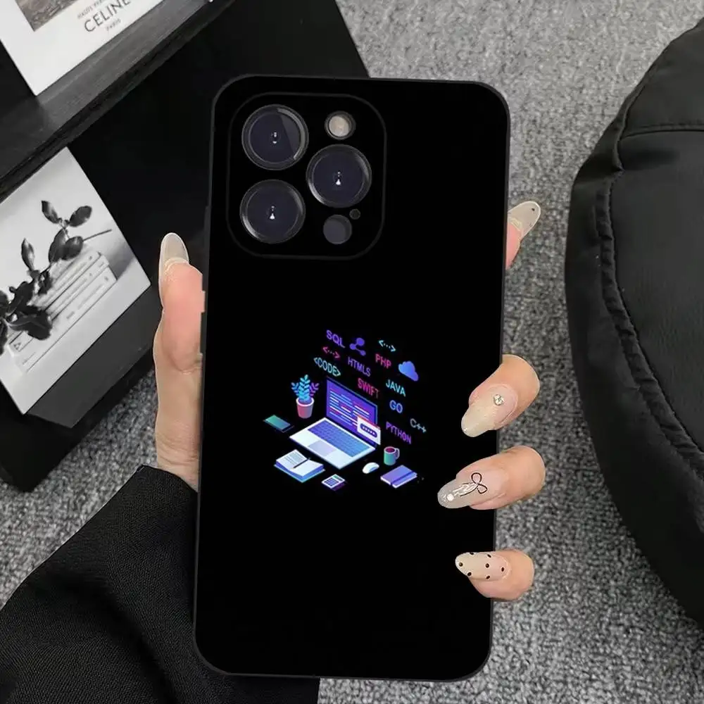 حافظة هاتف جافا لهواتف iPhone 17,16,15,14,13,12,11,Plus,Pro Max,XS,X,XR,SE,Mini,8,7,Soft غطاء أسود من السيليكون #6