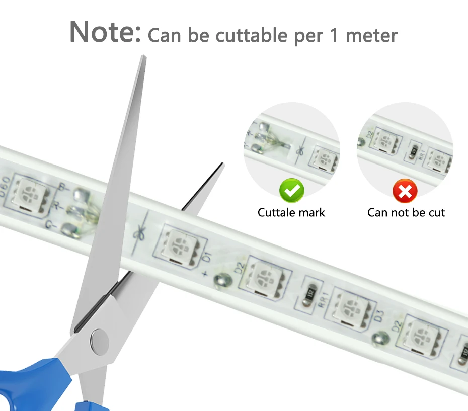 50M 100M RGB LED Strip Lights 220V 5050 IP67 Tuya Smart Tape 4Pin Bluetooth WiFi Controller 1500W 750W for Home Outdoor Lighting