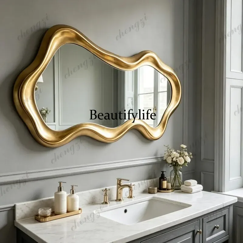 A17 High-value vanity mirror French special-shaped mirror wall-mounted bathroom irregular vanity mirror creativity