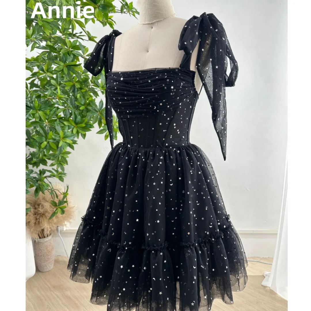 Annie Black Prom Dresses Glitter Sequin Mini Short Evening Dresses A-shaped Women's Wedding Party Dress Vestidos De Noche