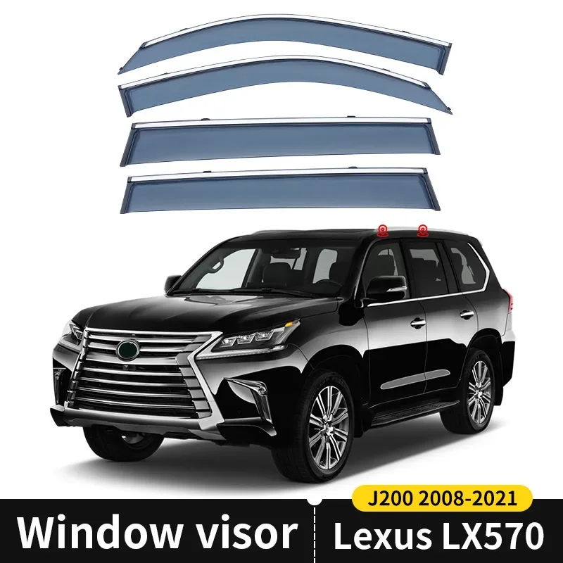 

Chrome Strips Rain Guards for Lexus LX570 MK3-J200 2008-2021 Window Visor Wind Deflectors Door Visor Vent Shades Ventvisor