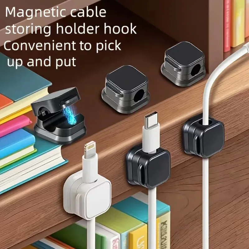 Cable Organizer Clips, No Drilling Self-Adhesive Cable Holder, Spring Clamp Wire Management for Network USB Charging Cords,