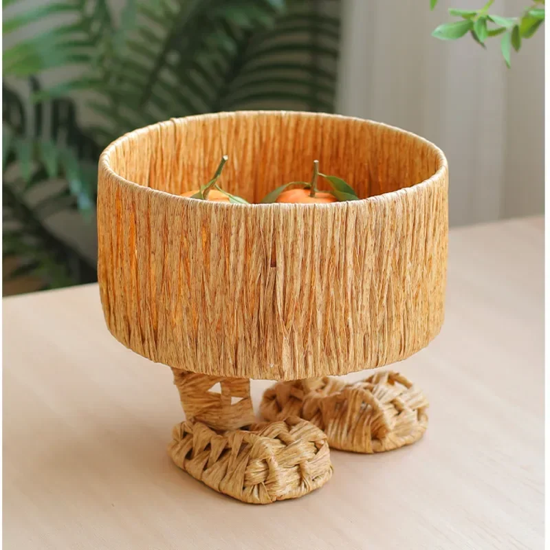 Cute Foot Fruit Basket Imitation Vine Weaving Snack Rack Multifunctional Organizer Boxes Living Room Desktop Storage Items