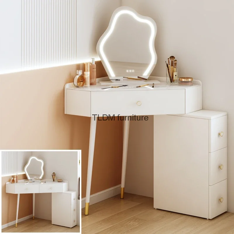 Italian Storage Dressing Table Light Nordic Style European Lacquer Dressing Table Container Multifunctional Coiffeuse Home Decor