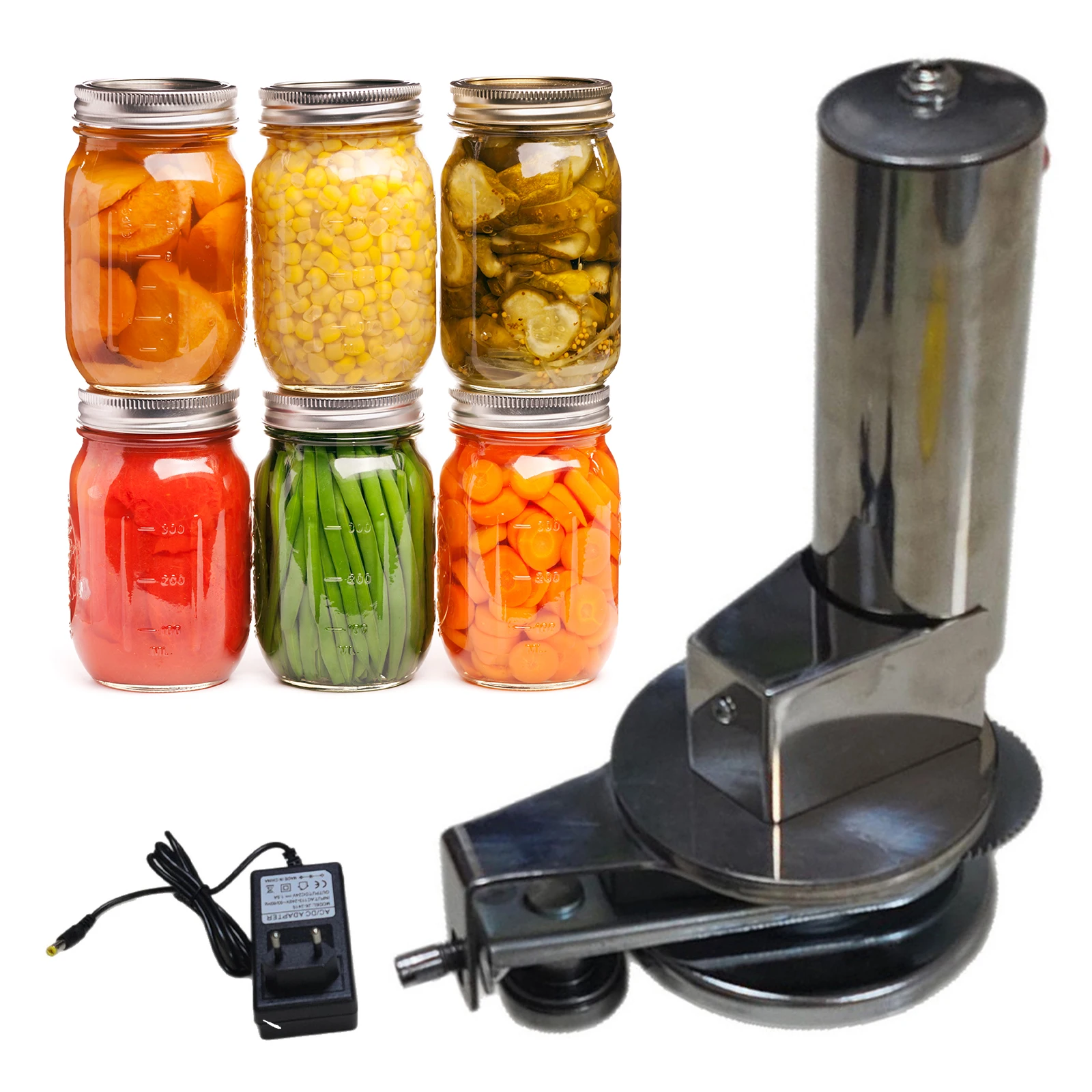 Electric Can Sealer One-Button Automatic Jar Sealing Machine Stainless Steel Home Canning Tool Food Preservation for Home Kitche