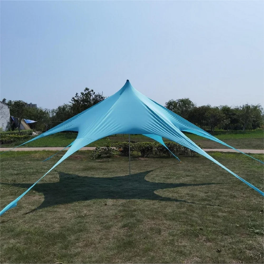 Outdoor Large Waterproof Spire Canopy Camping Camp Sunshade Beach Tent Hexagonal Star Shaped Tent