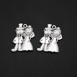 4pcs/Lot 26x33mm Antique Bride Groom Charms Wedding Pendants For DIY Necklace Keychain Jewelry Making Supplies Accessories