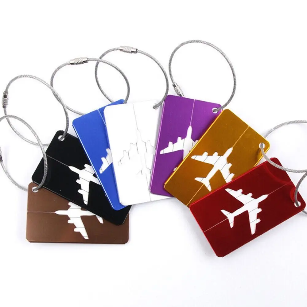 Loop Identifier Metal Alloy Reusable Travel Luggage Tags Labels With Ropes Suitcase Labels Bag Tag