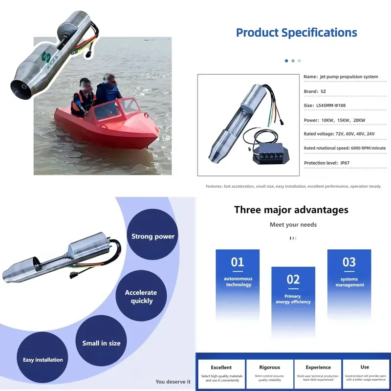 Electric Jet Pump Water Propulsion System 10-20KW Power Pump High Speed Electric Surfboard Karting Boat Motor Jet Pump