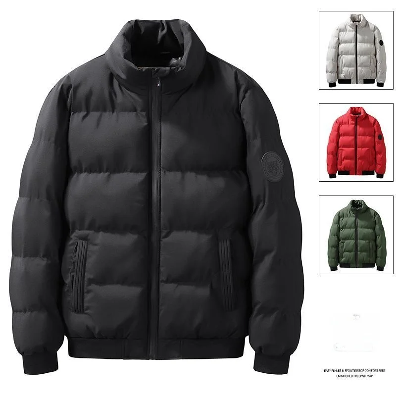 

Men's Thiened down Cotton Jaet Winter Casual Youth Outerwear Faionable Versatile ort Sle Not Hooded Brandl