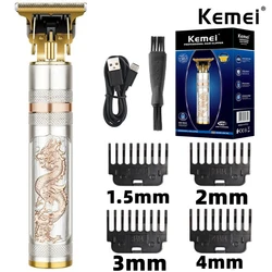 Kemei Vintage T9 0MM Electric Cordless Hair Cutting Machine Professional Hair Barber Trimmer Men Clipper Shaver Beard Lighter