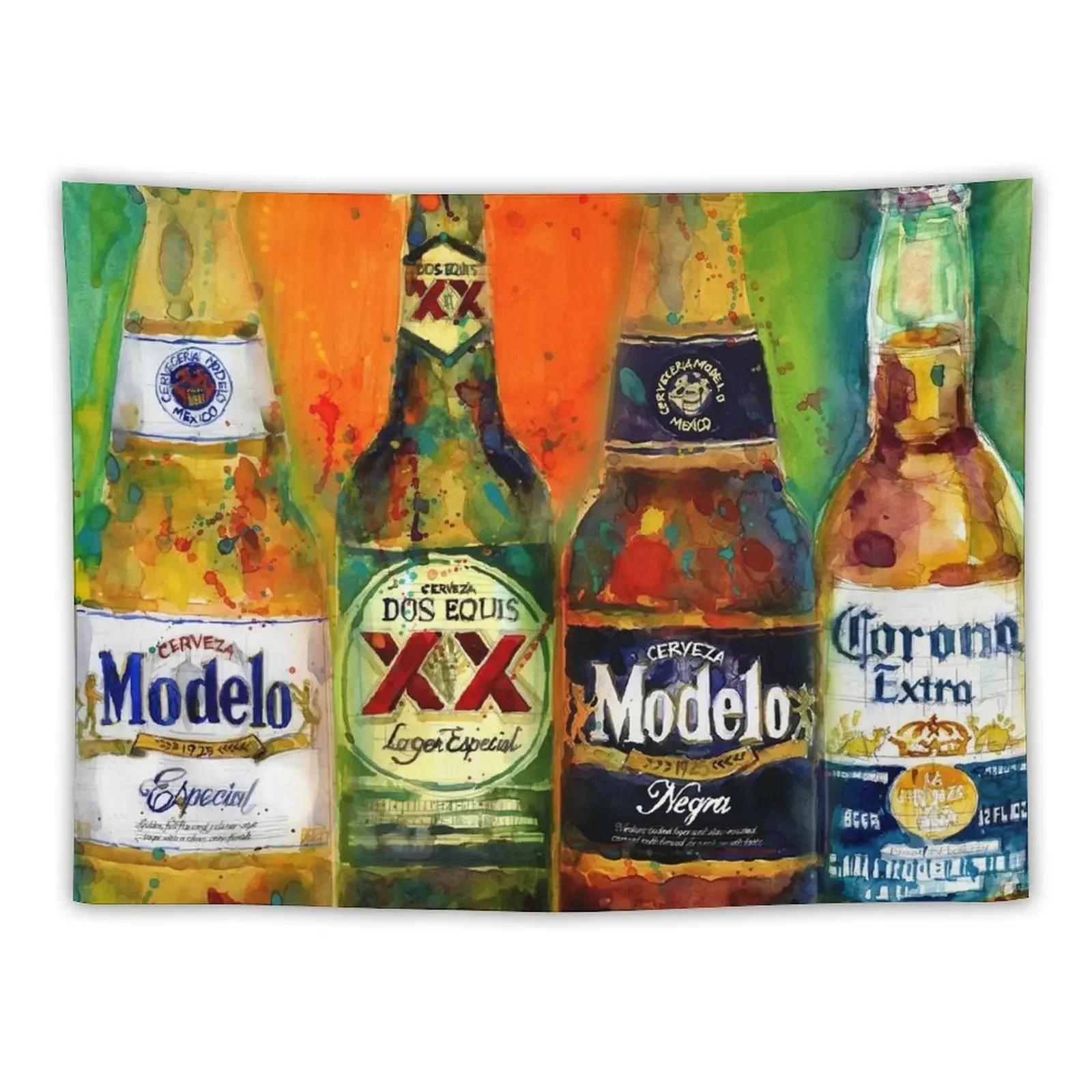 Mexican Beers- Bright Colors - Bar Deco Tapestry Room Design Decorative Paintings Cute Room Decor Tapestry