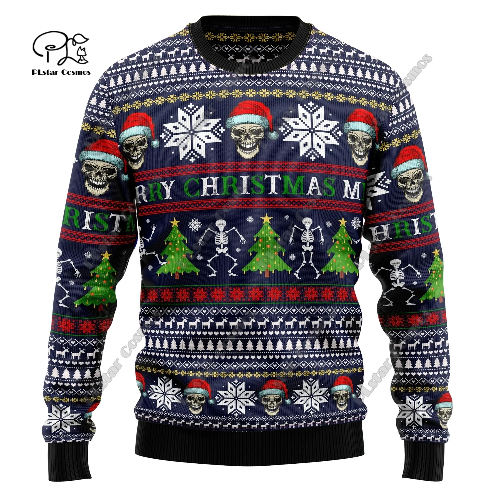 3D печать Рождественская елка Санта-Клаус татуировка кошка животное олень медведь свитер уличная одежда повседневная зимняя толстовка M5