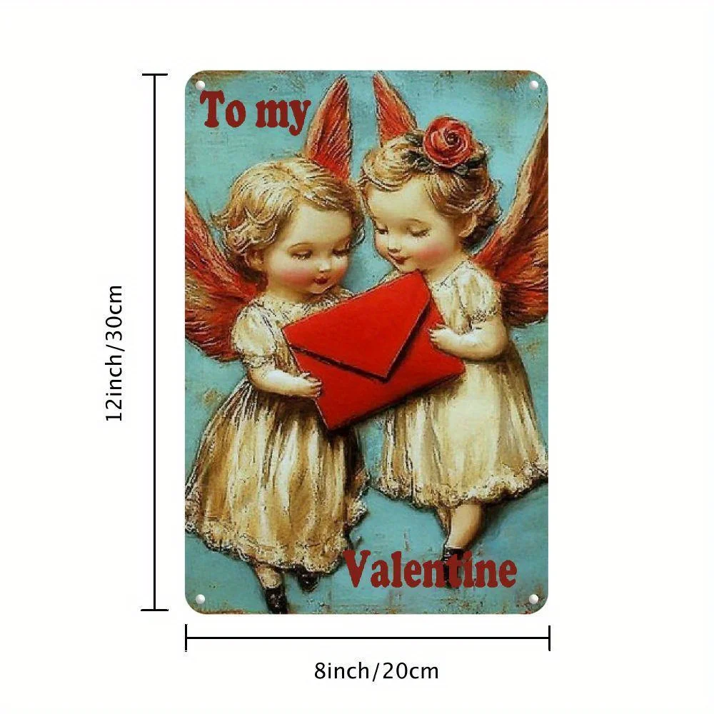 Vintage Rustic Cherub Angel Aluminum Metal Sign 8x12 Inch Home Garden Wall Decor Plaque