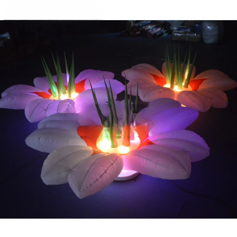 1.5/2m Diameter Giant LED Inflatable   Flower 16-color Changing Lights with Blower for Party Weddings Stages Decorations