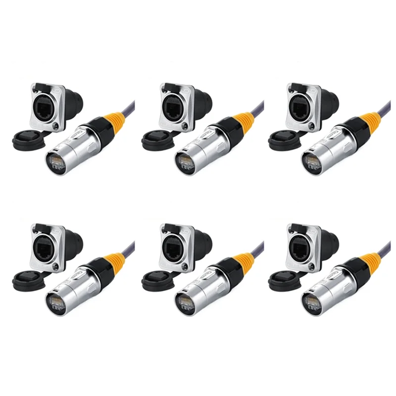 

6X IP67 Network RJ45 Waterproof Connectors / Ethernet RJ45 Waterproof Plug + Waterproof Socket For Outdoor Ethernet