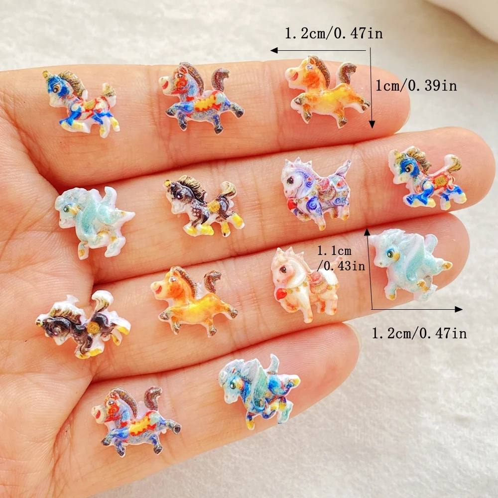 50Pcs Mixed Nail Art Resin Cartoon Pony Series Charms Rhinestones DIY Craft For Nail 3D Decorations Jewelry