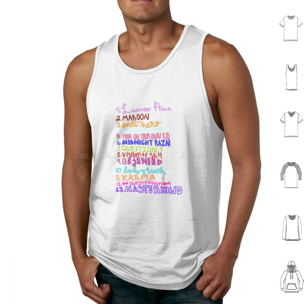 Midnights List Tank Tops Print Cotton Lana Del Ray Midnight Midnights Meet Me At Midnight Set List 13 Reputation Red Lover