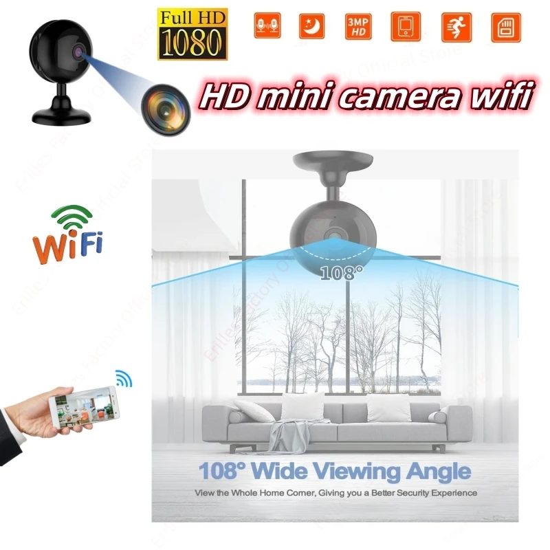 1080P Mini Camera Wifi Smart Home Two-way Voice Small Camcorder Security Night Vision Remote IP Wireless Surveillance Cam Espia