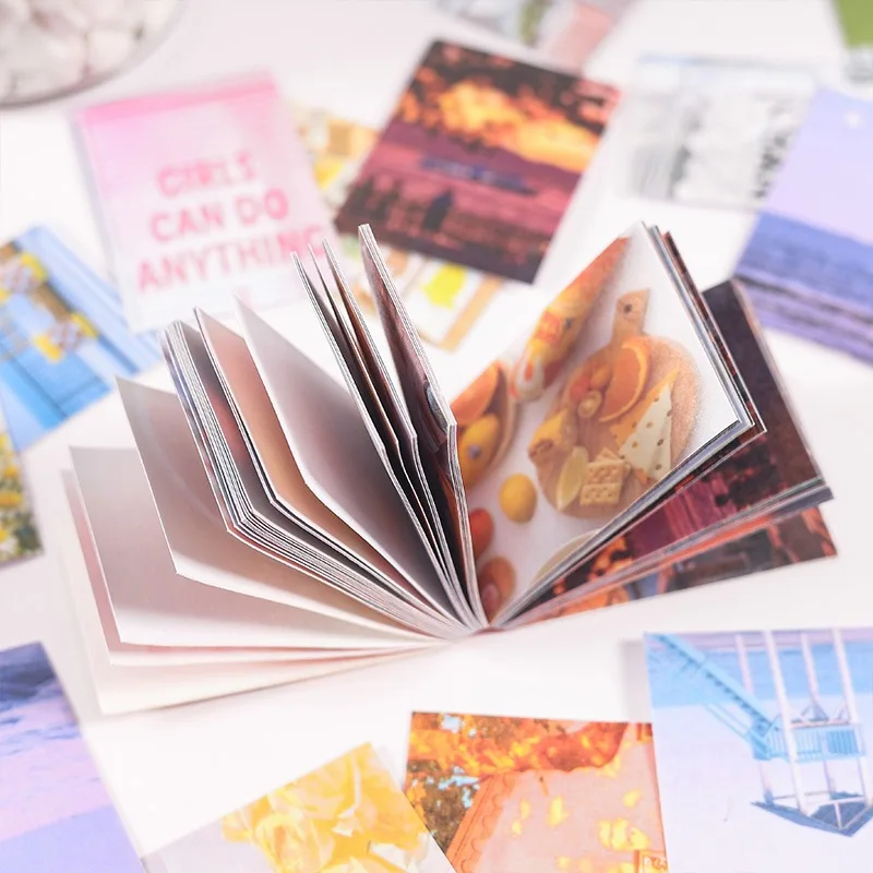 50 Sheets World Scenery Style Sticker Book Coated Paper Journal DIY Material Decoration Sticker Memo Pad Scrapbook Stationery
